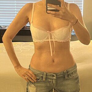 Mesh Lace white w/ Pink and Lace Sexy Bra size 32B